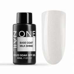 ONE NAIL   База камуфлирующая эластичная с шиммером  (легкие в снятии)  Base   MILK SHINE  (бутылка)   30мл