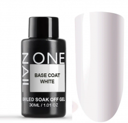 ONE NAIL   База камуфлирующая эластичная  (легкие в снятии)  Base   WHITE  (бутылка)   30мл